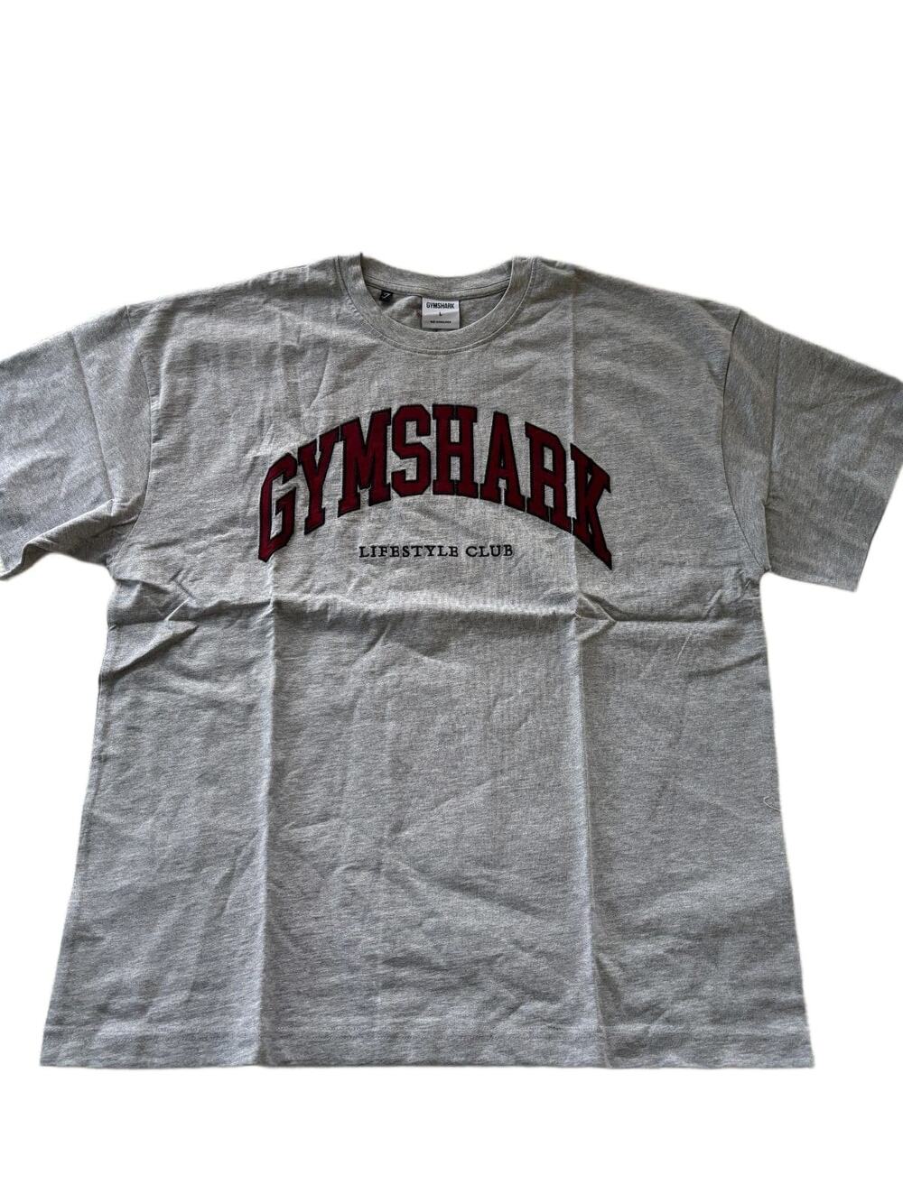 Gymshark Collegiate Graphic T-Shirt Mens L Grey Lifestyle Club Oversized Fit Tee